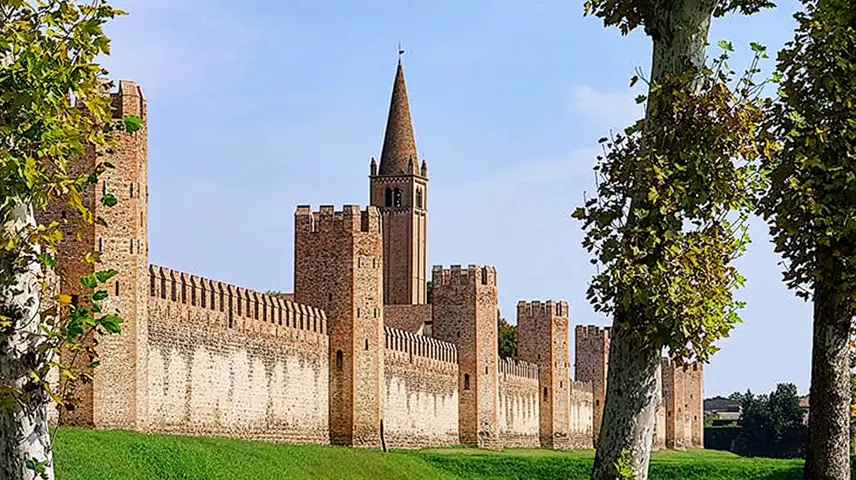 The walls of Montagnana on the Euganean Hills